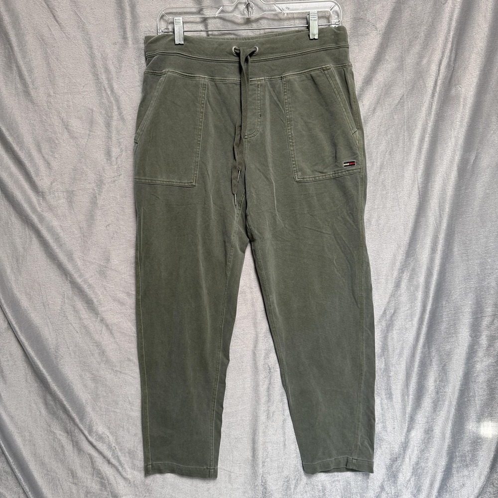 Tommy Jeans Pants Mens Olive Green Sweatpants Joggers Drawstring Pockets Logo